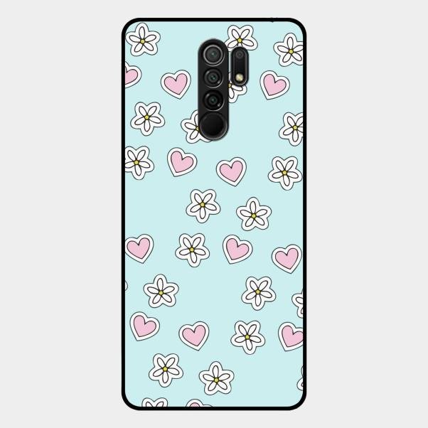 Heart With Blossom Glossy Metal Case Cover For Redmi 9 Prime