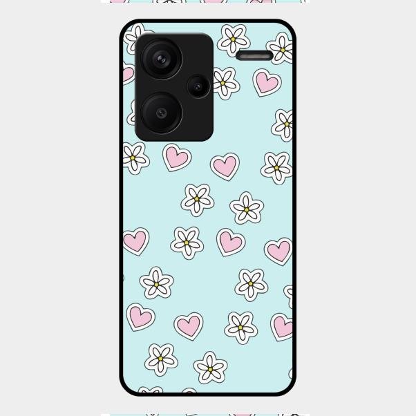 Heart With Blossom Glossy Metal Case Cover For Redmi Note 13 Pro Plus 5G