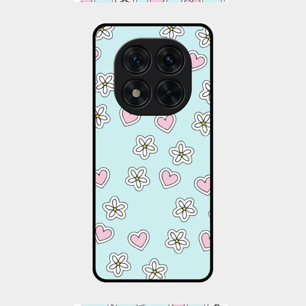 Heart With Blossom Glossy Metal Case Cover For Redmi Note 14 Pro 5G