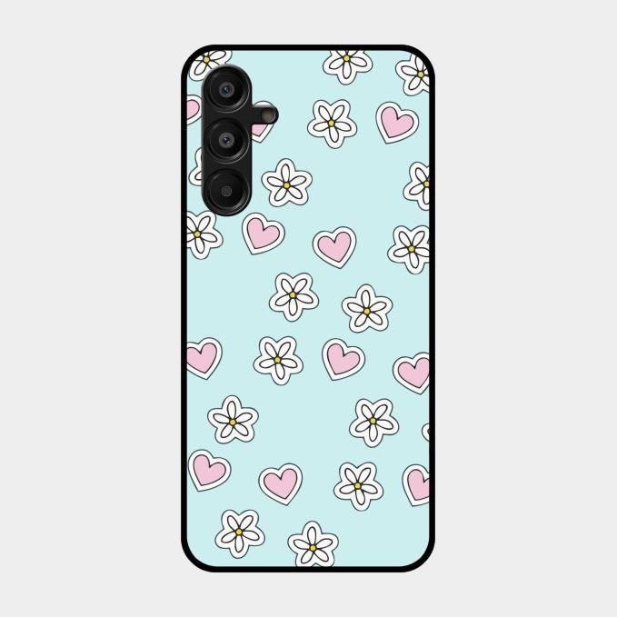 Heart With Blossom Glossy Metal Case Cover For Samsung Galaxy A16 5G