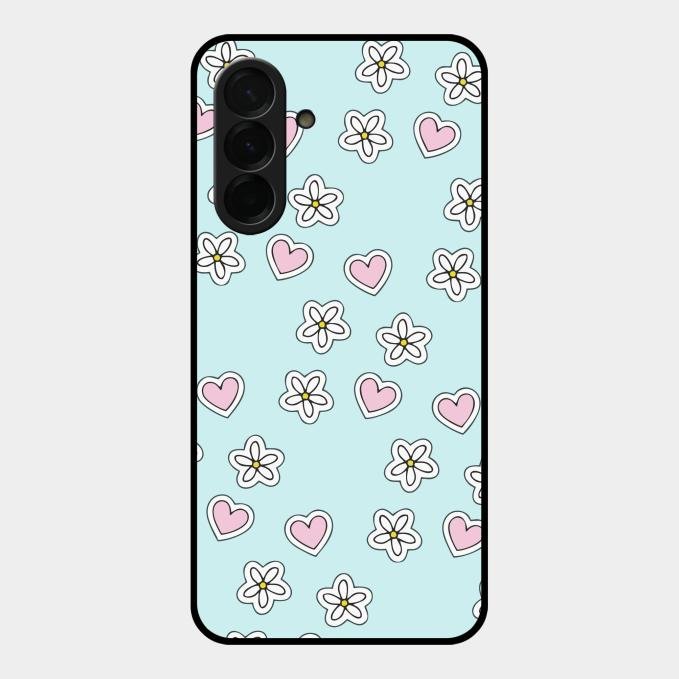 Heart With Blossom Glossy Metal Case Cover For Samsung Galaxy A36 5G