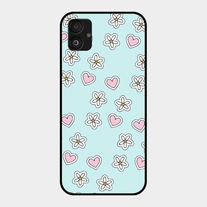 Heart With Blossom Glossy Metal Case Cover For Samsung Galaxy F14 5G