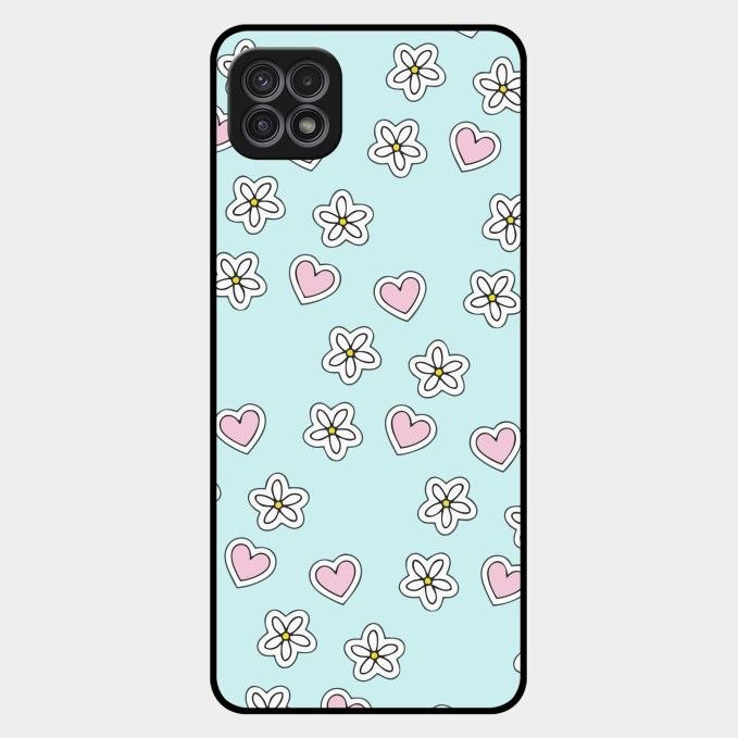 Heart With Blossom Glossy Metal Case Cover For Samsung Galaxy F42 5G