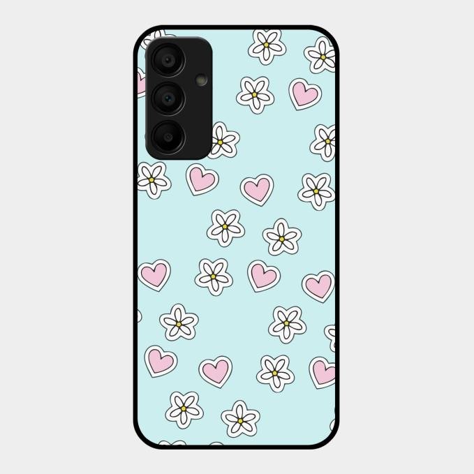 Heart With Blossom Glossy Metal Case Cover For Samsung Galaxy M15 5G