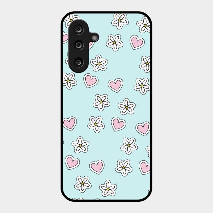 Heart With Blossom Glossy Metal Case Cover For Samsung Galaxy M16 5G