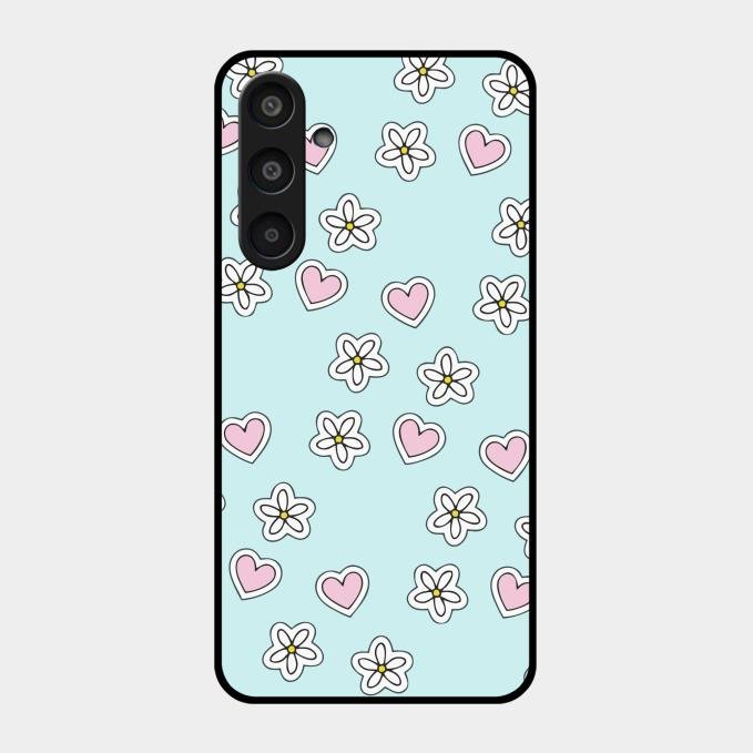 Heart With Blossom Glossy Metal Case Cover For Samsung Galaxy M35 5G