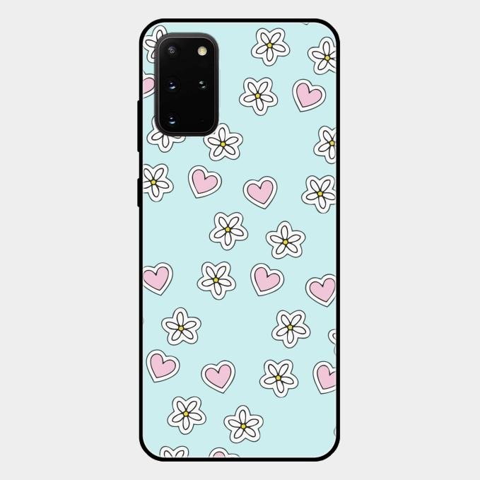 Heart With Blossom Glossy Metal Case Cover For Samsung Galaxy S20 Plus