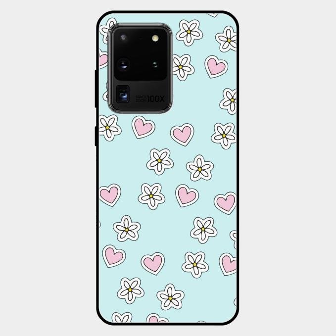 Heart With Blossom Glossy Metal Case Cover For Samsung Galaxy S20 Ultra