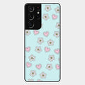 Heart With Blossom Glossy Metal Case Cover For Samsung Galaxy S21 Ultra