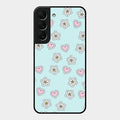 Heart With Blossom Glossy Metal Case Cover For Samsung Galaxy S22 5G