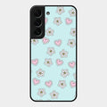 Heart With Blossom Glossy Metal Case Cover For Samsung Galaxy S22 Plus 5G