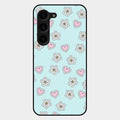 Heart With Blossom Glossy Metal Case Cover For Samsung Galaxy S23 Plus 5G