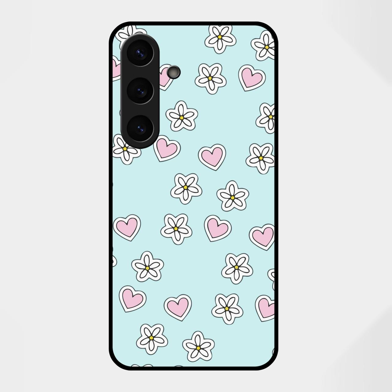Heart With Blossom Glossy Metal Case Cover For Samsung Galaxy S25 FE 5G