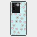 Heart With Blossom Glossy Metal Case Cover For Vivo T2 Pro 5G