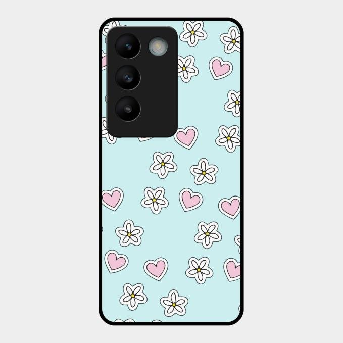Heart With Blossom Glossy Metal Case Cover For Vivo T3 5G
