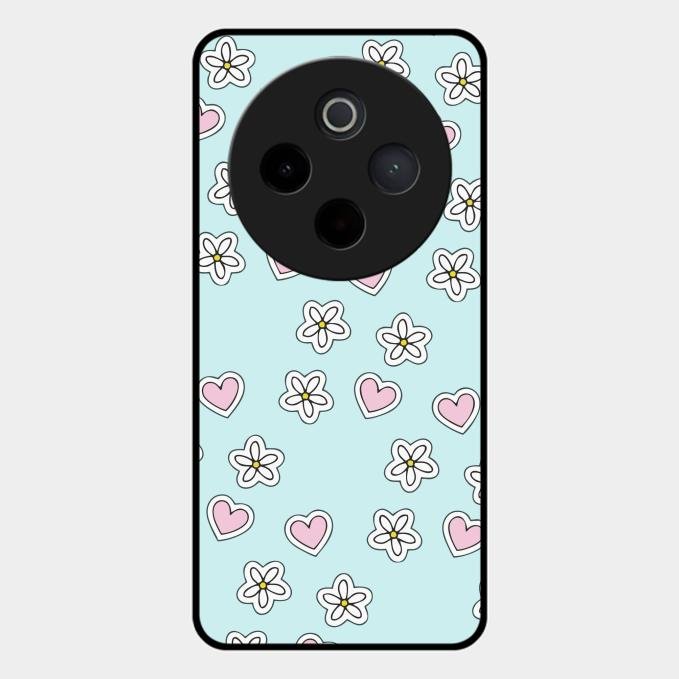 Heart With Blossom Glossy Metal Case Cover For Vivo T4 5G