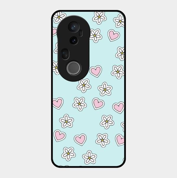 Heart With Blossom Glossy Metal Case Cover For Vivo T4 Ultra 5G