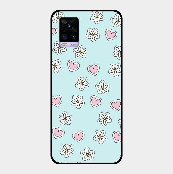 Heart With Blossom Glossy Metal Case Cover For Vivo V20