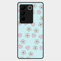 Heart With Blossom Glossy Metal Case Cover For Vivo V27 Pro 5G
