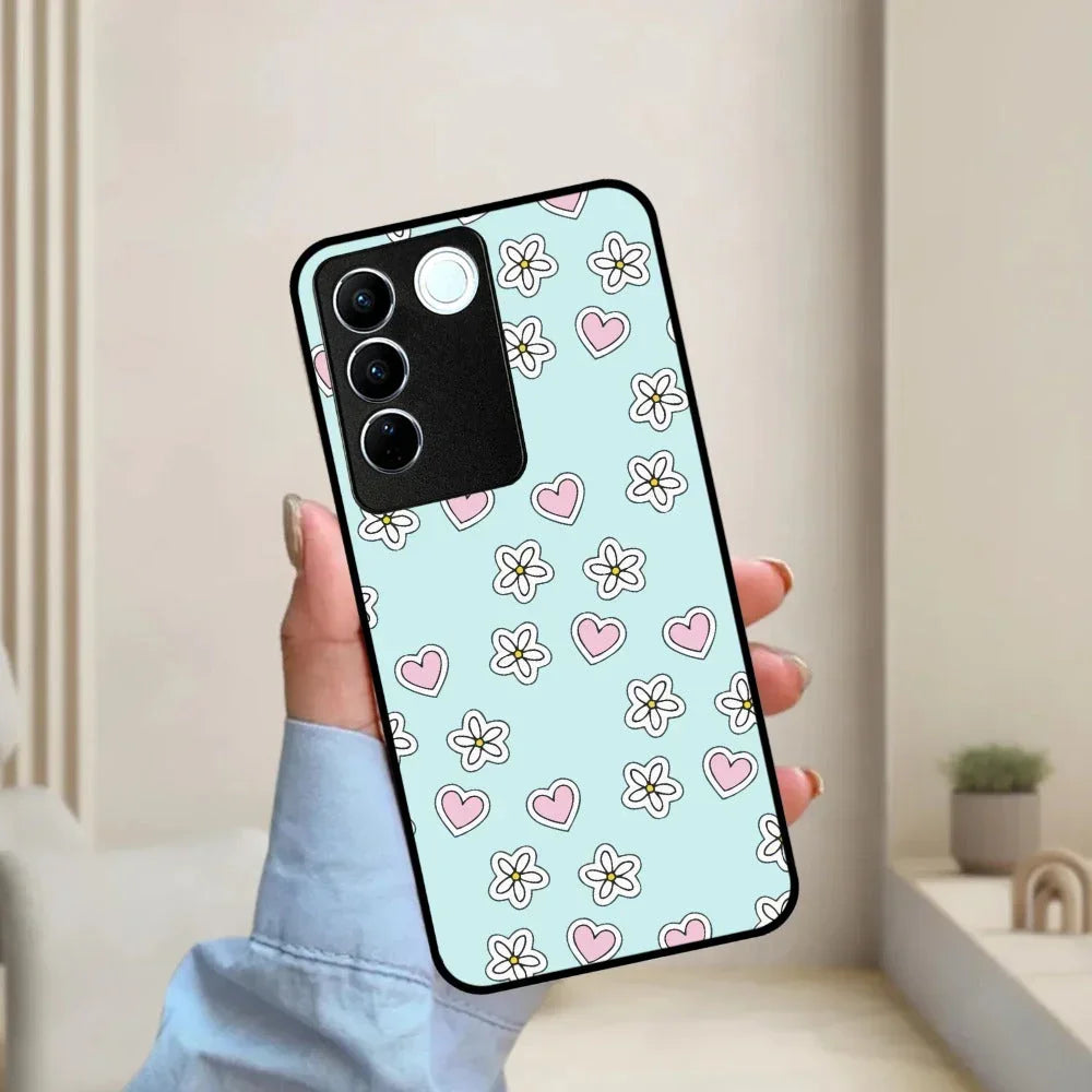 Heart With Flower Glossy Metal Case Cover For Vivo - ShopOnCliQ