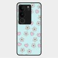 Heart With Blossom Glossy Metal Case Cover For Vivo V29 5G