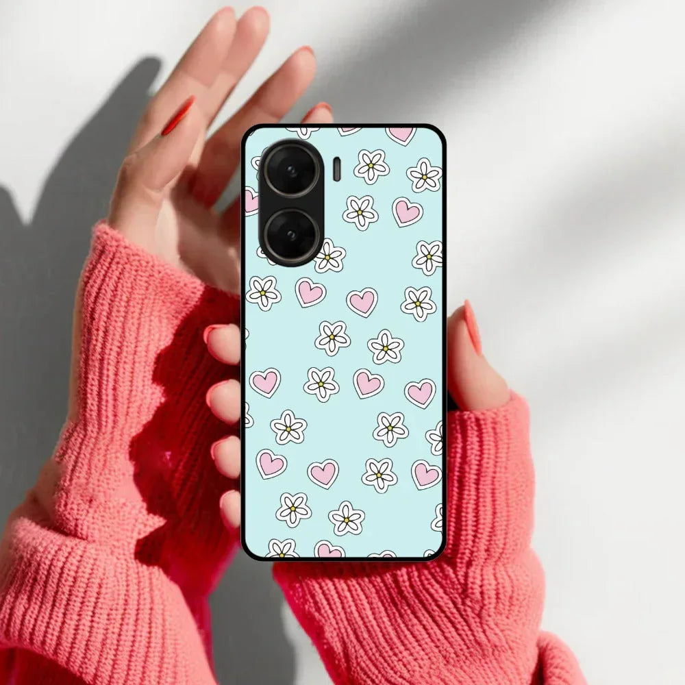 Heart With Flower Glossy Metal Case Cover For Vivo - ShopOnCliQ