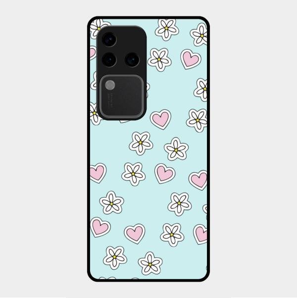 Heart With Blossom Glossy Metal Case Cover For Vivo V30 Pro 5G