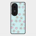 Heart With Blossom Glossy Metal Case Cover For Vivo V40 5G