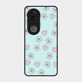 Heart With Blossom Glossy Metal Case Cover For Vivo V50 5G