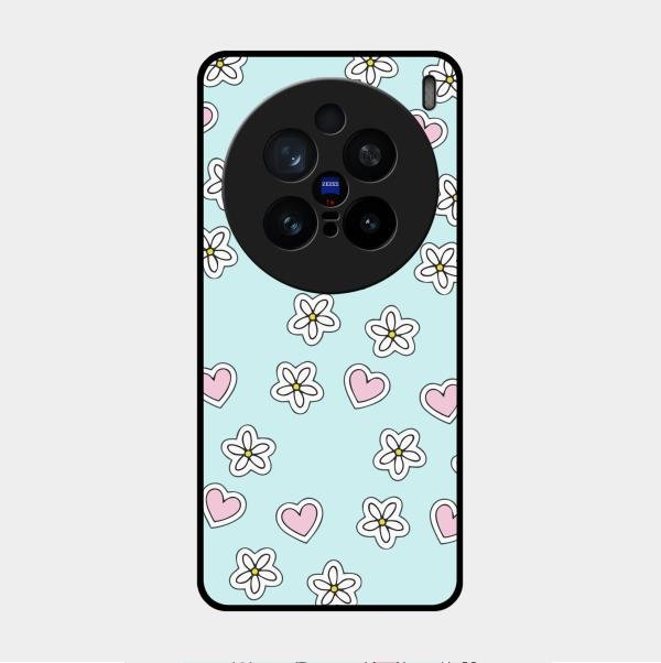 Heart With Blossom Glossy Metal Case Cover For Vivo X200 Pro 5G