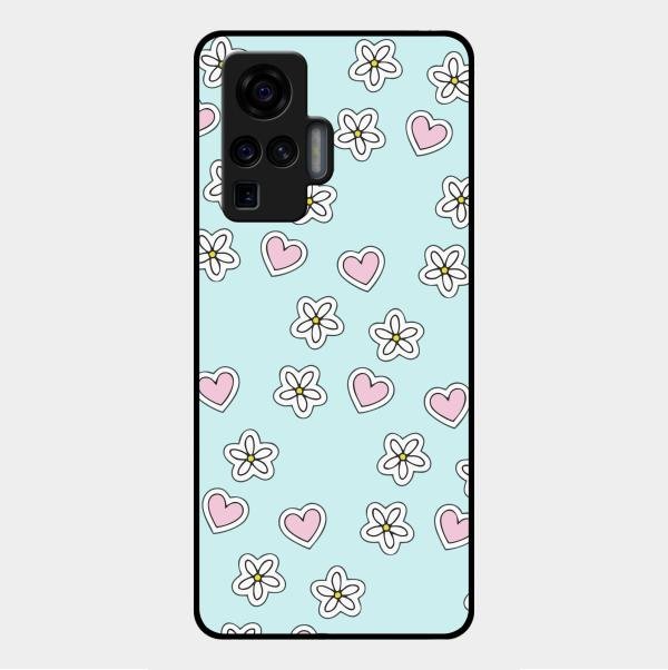 Heart With Blossom Glossy Metal Case Cover For Vivo X50 Pro 5G