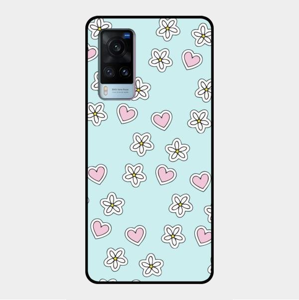 Heart With Blossom Glossy Metal Case Cover For Vivo X60 5G