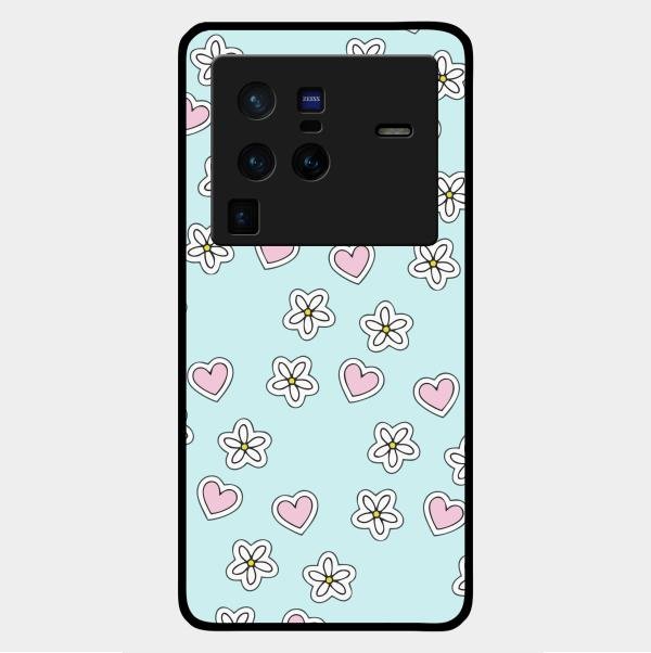 Heart With Blossom Glossy Metal Case Cover For Vivo X80 Pro 5G