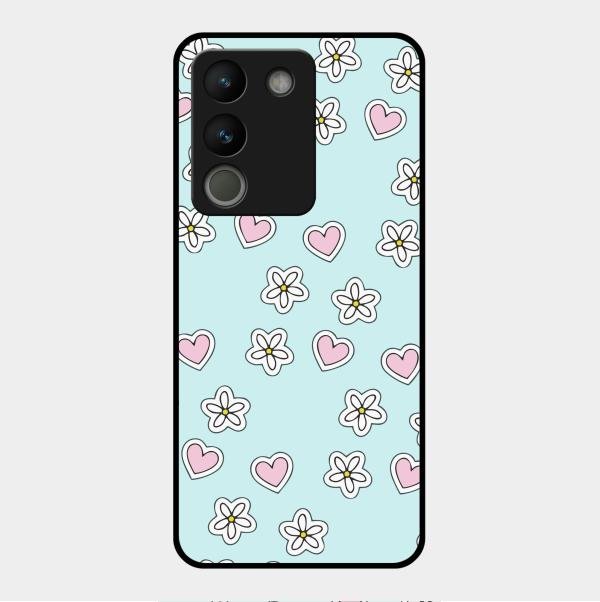 Heart With Blossom Glossy Metal Case Cover For Vivo Y200 5G
