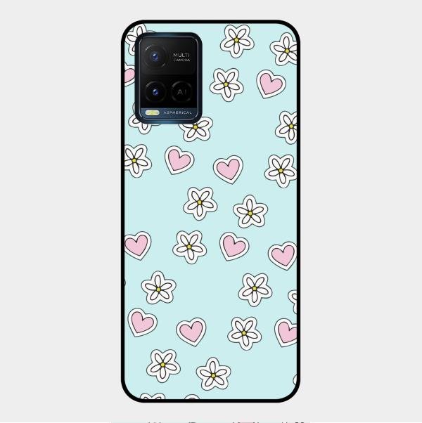 Heart With Blossom Glossy Metal Case Cover For Vivo Y21
