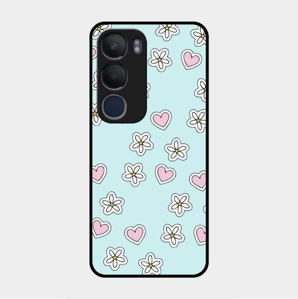 Heart With Blossom Glossy Metal Case Cover For Vivo Y29 5G