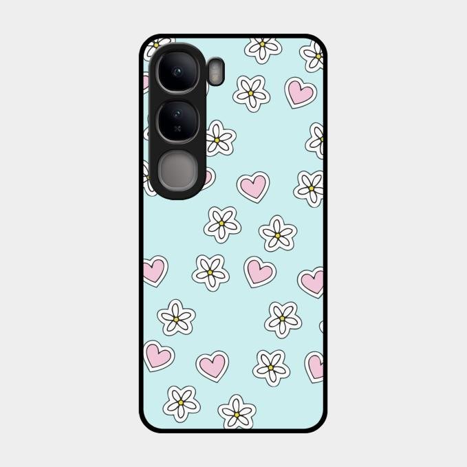 Heart With Blossom Glossy Metal Case Cover For Vivo Y300 5G