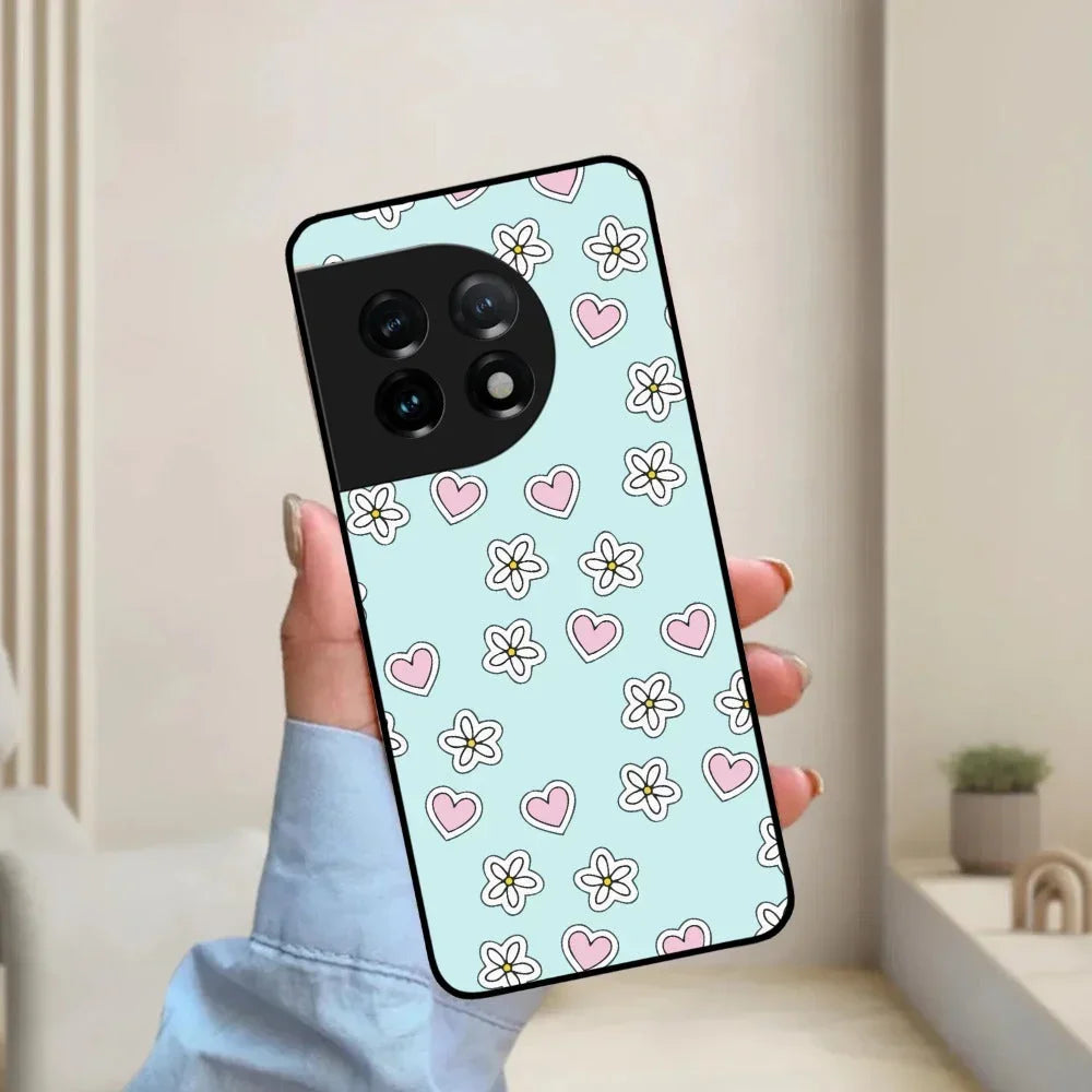 Heart With Flower Glossy Metal Case Cover For OnePlus - ShopOnCliQ