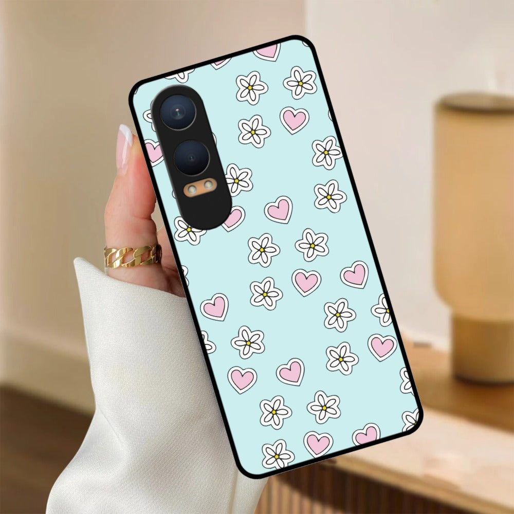 Heart With Flower Glossy Metal Case Cover For OnePlus