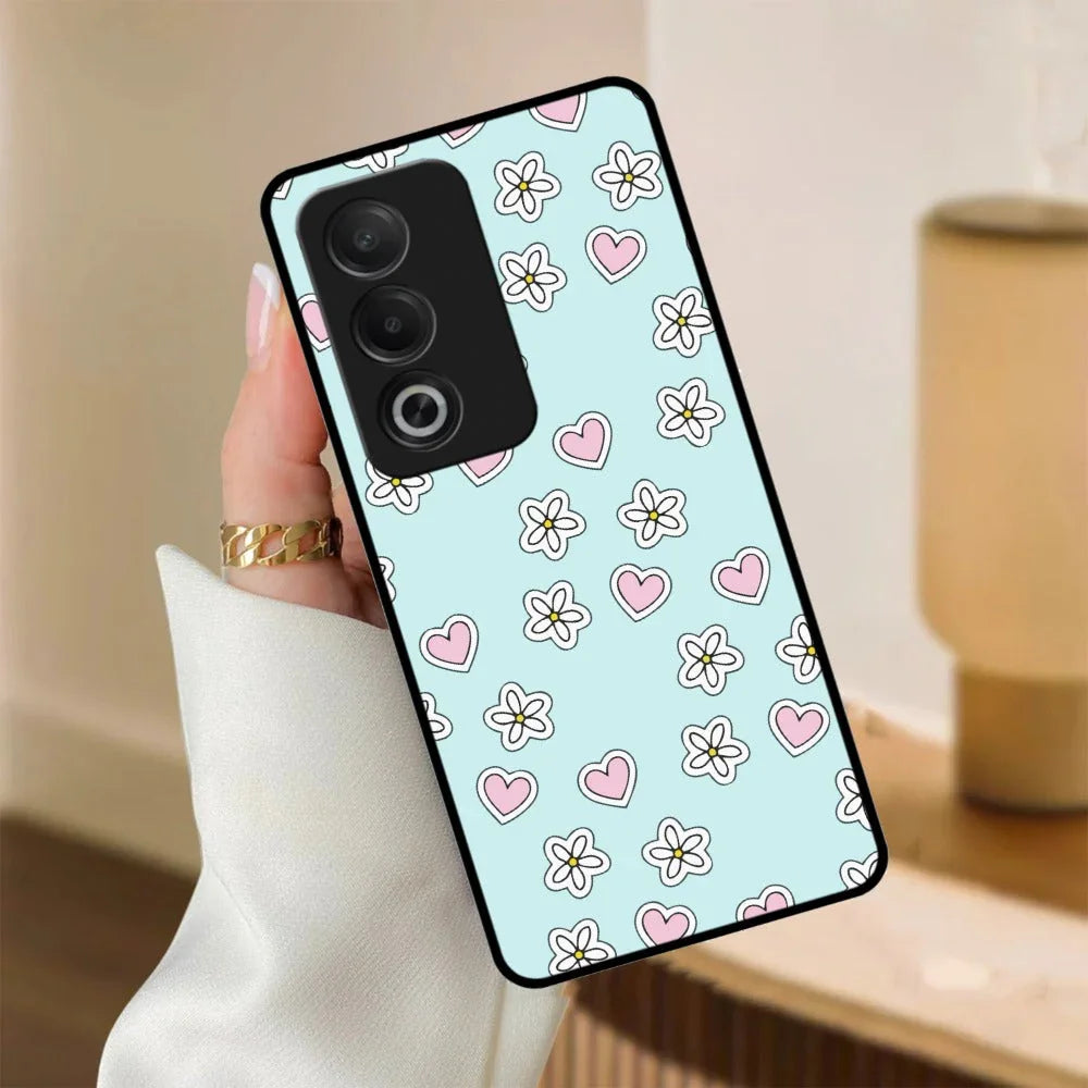 Heart With Flower Glossy Metal Case Cover For Oppo - ShopOnCliQ