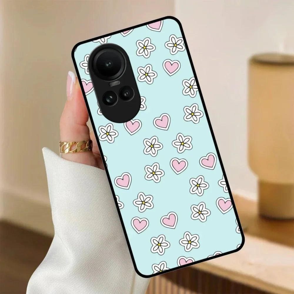 Heart With Flower Glossy Metal Case Cover For Oppo - ShopOnCliQ