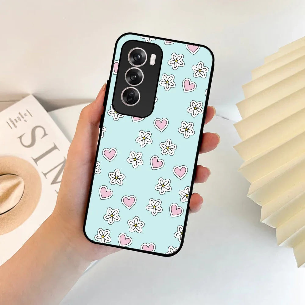 Heart With Flower Glossy Metal Case Cover For Oppo - ShopOnCliQ