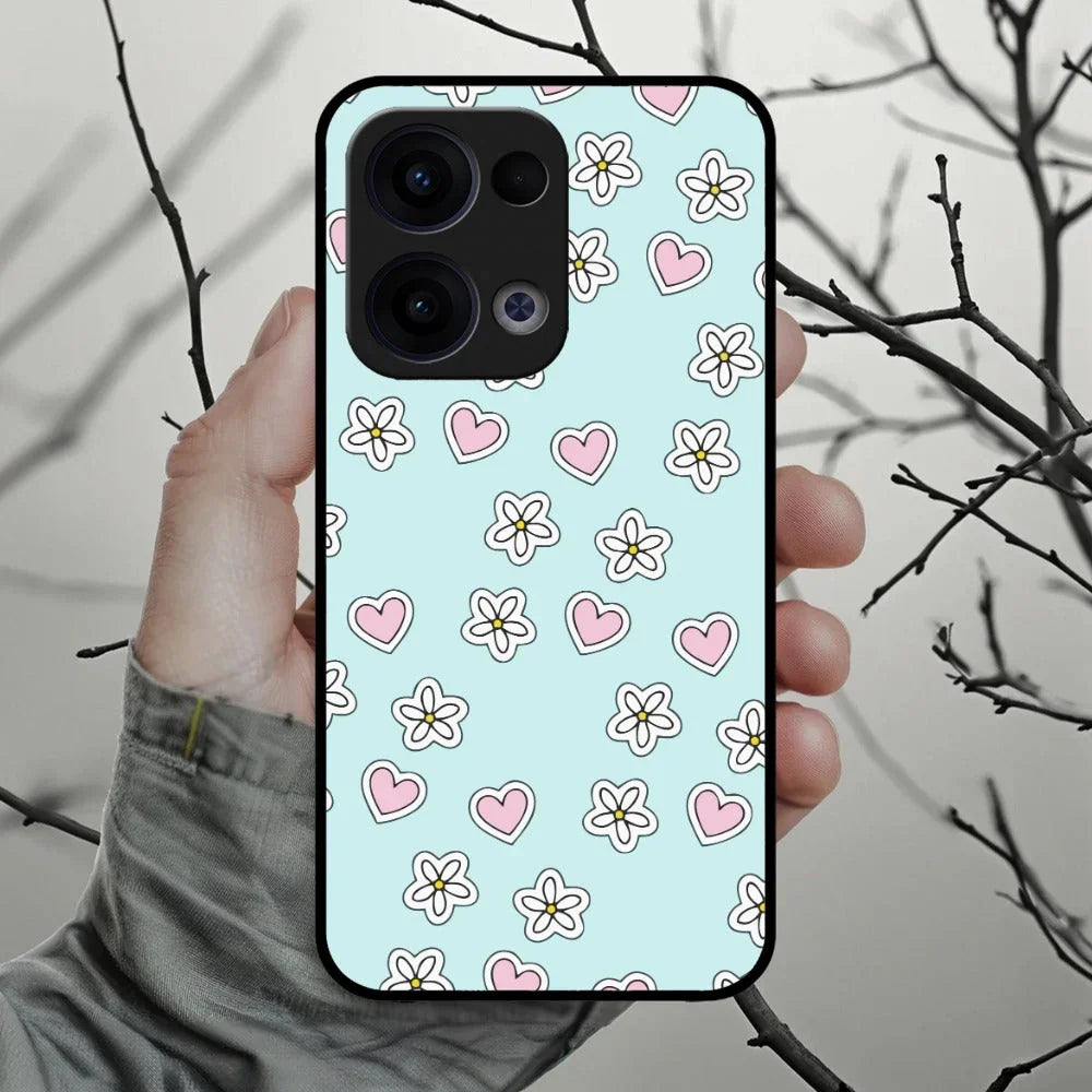 Heart With Flower Glossy Metal Case Cover For Oppo - ShopOnCliQ