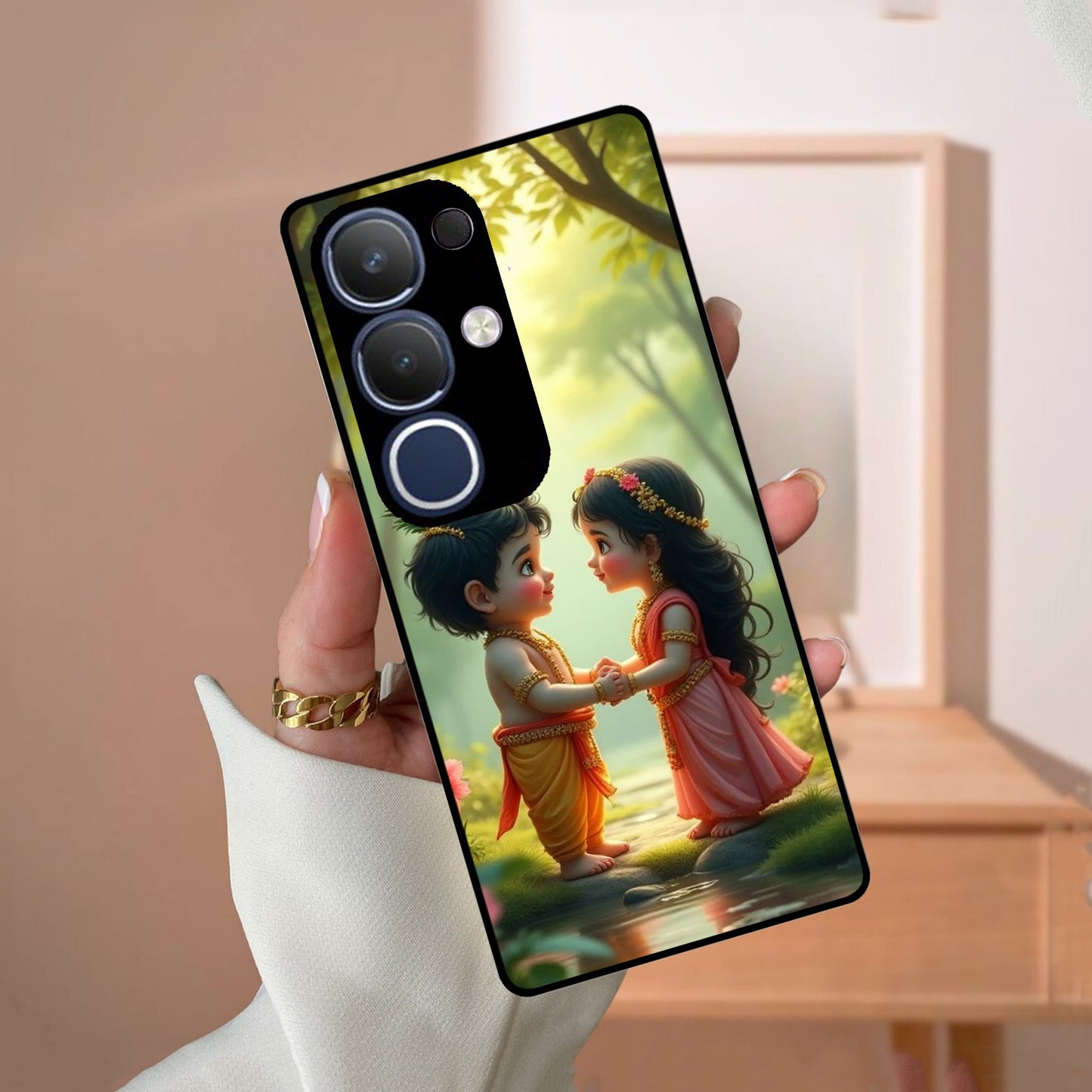 Heavenly Bond Glass Case Cover For Vivo