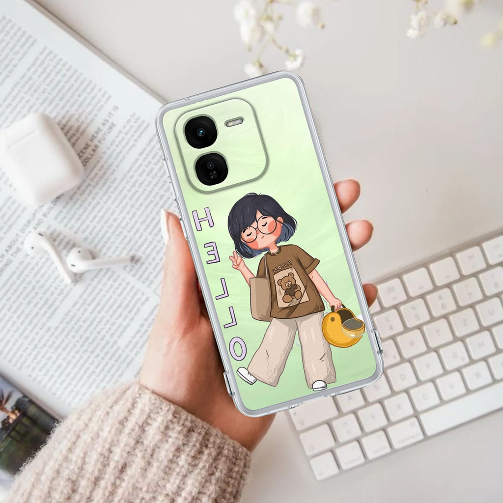 Hello Honey Transparent Silicon Case For iQOO Z9x 5G