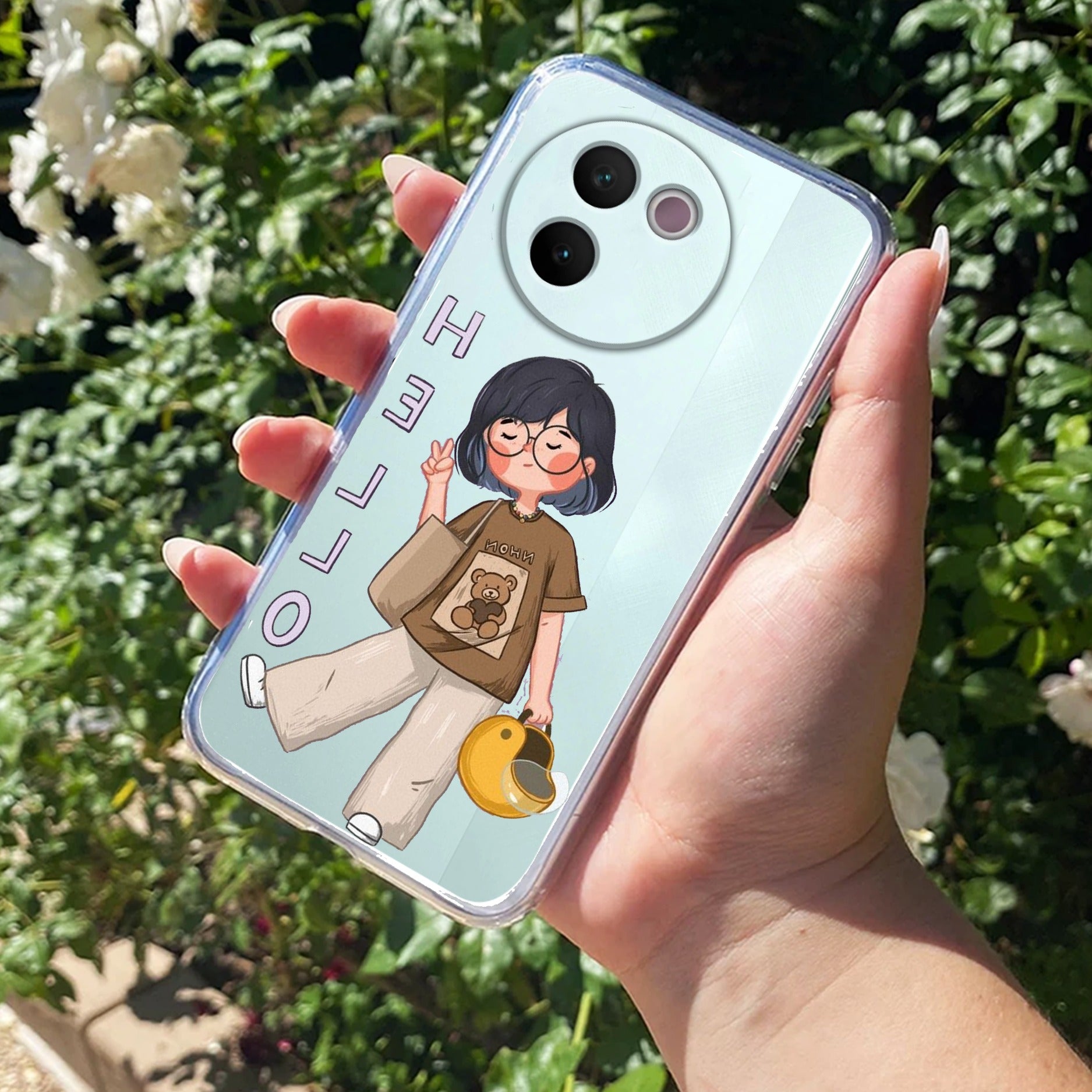 Hello Honey Transparent Silicon Case For Vivo V30e 5G