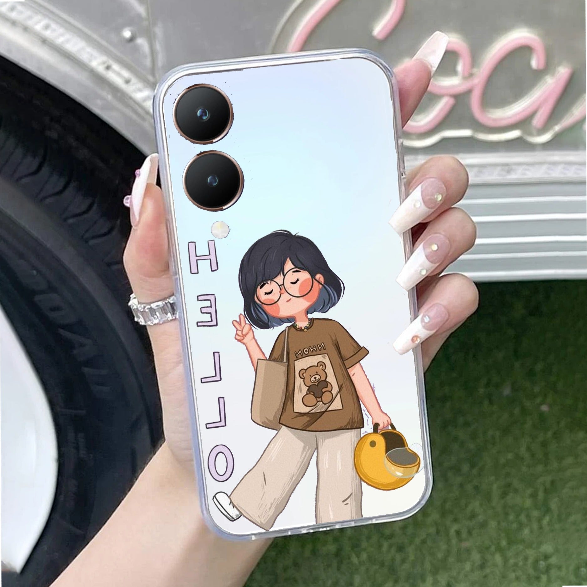 Hello Honey Transparent Silicon Case For Vivo Y28 5G