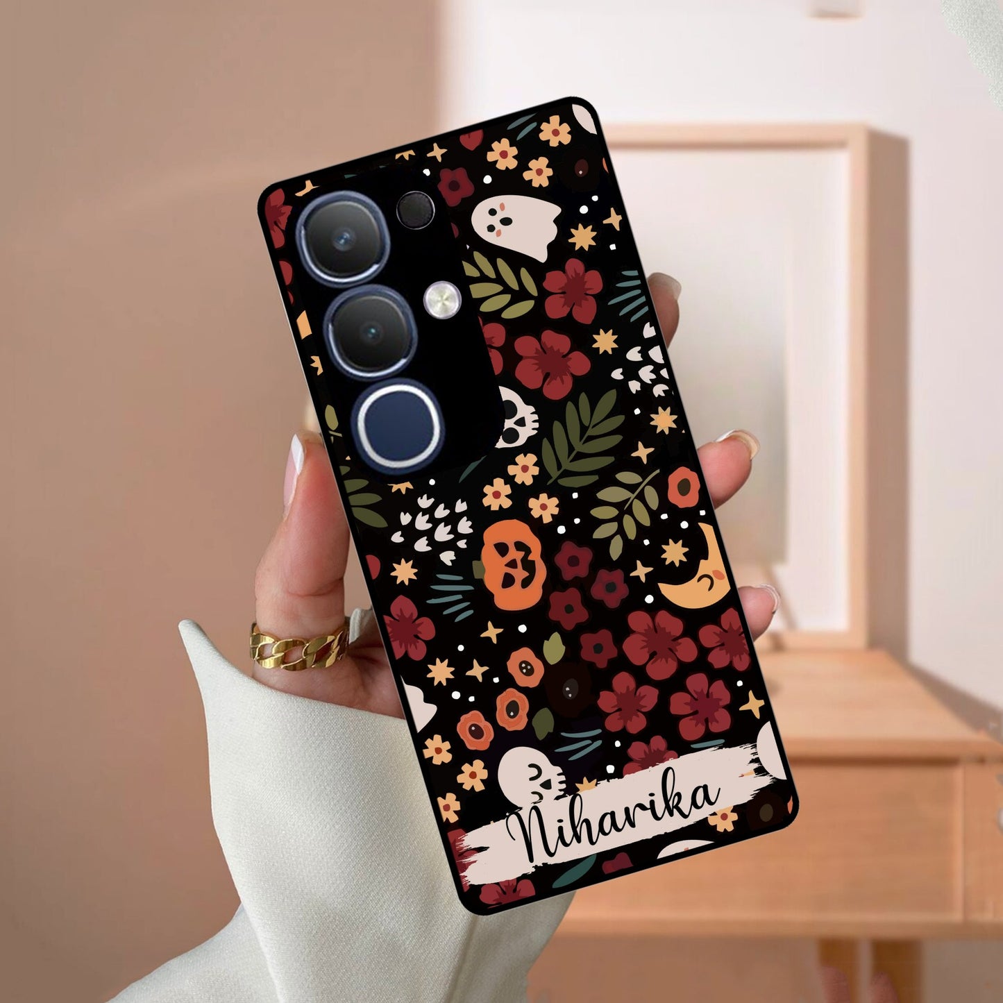 Hellowean Customize Glass Case Cover For Vivo