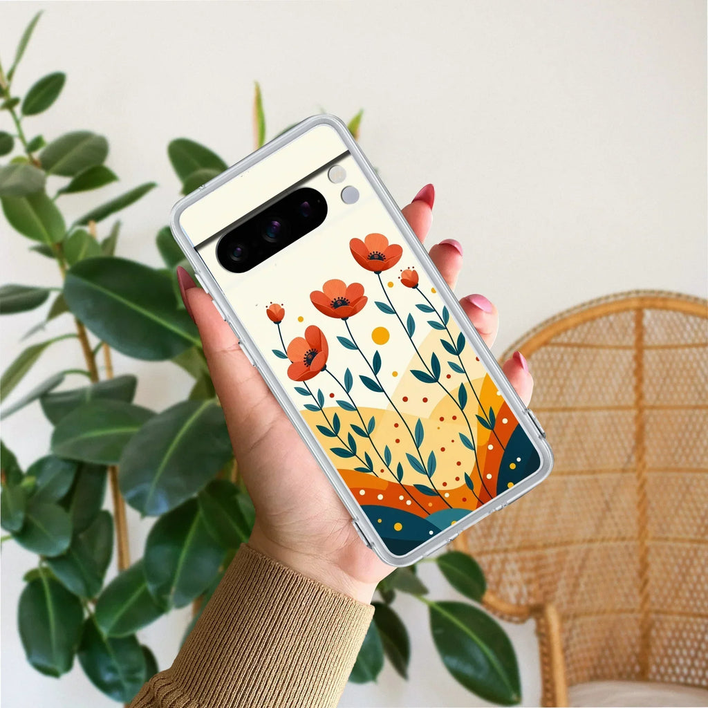 Hillside Bloom Transparent Silicon Case For Google Pixel 8 Pro 5G