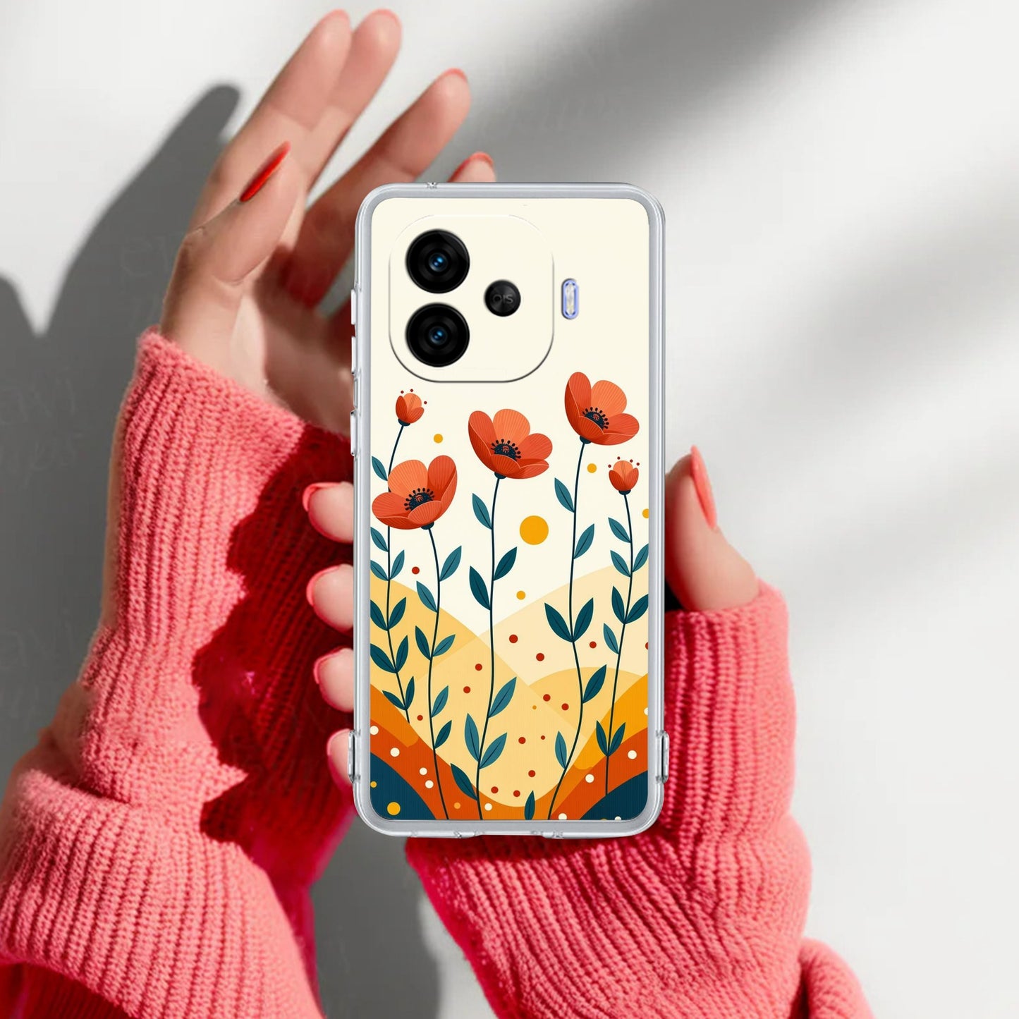 Hillside Bloom Transparent Silicon Case For iQOO